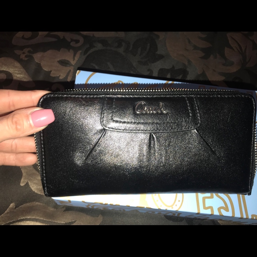 Coach Leather Zip Around Wallet